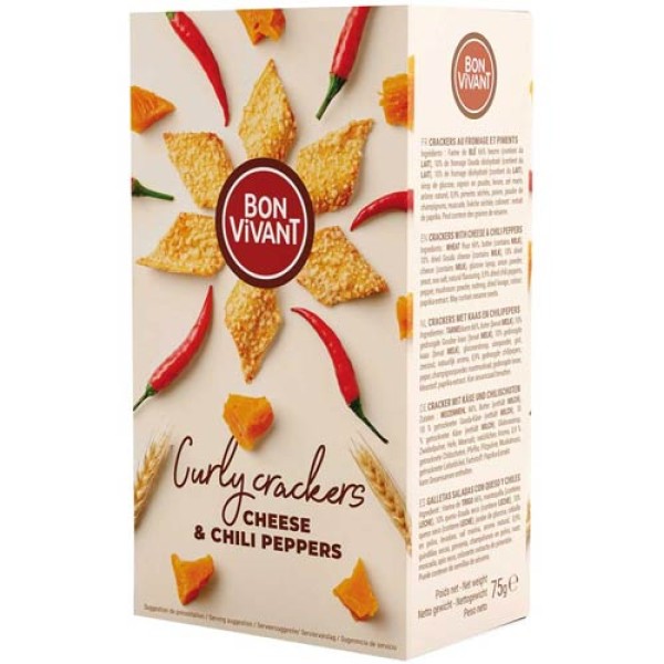 BON VIVANT - Crackers - Aged Gouda &amp; Chili Peppers 75g